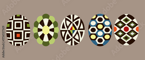 Colorful easter egg flat design vector illustration set