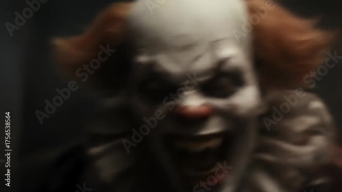 Demonic Clown Face Lunges in Close Up