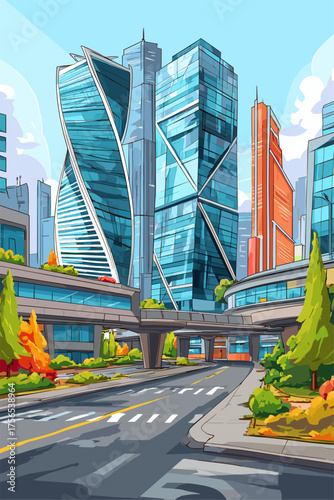 Futuristic Cityscape with Unique Architecture and Urban Landscape