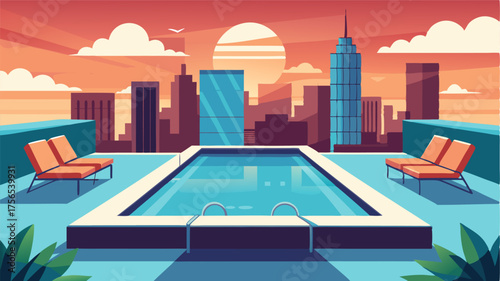 A rooftop pool with a chic and sophisticated design the perfect spot to soak in the sun and soak up the city vibes.