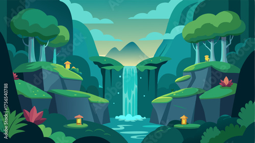 A hidden valley filled with secret gardens and cascading waterfalls.