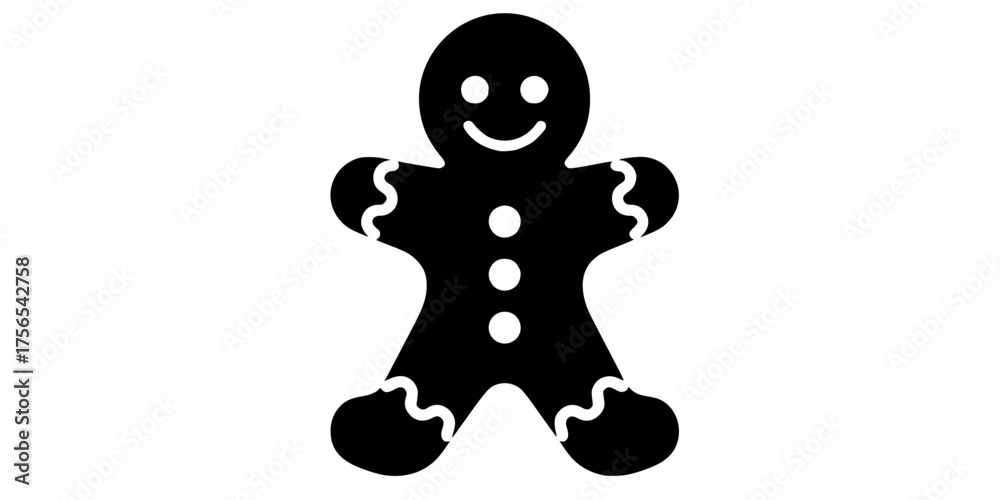 Obraz premium Stylized Gingerbread Man Cookie Flat Vector Holiday Graphic