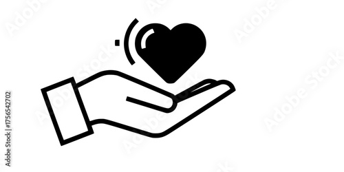 Heart in Hand Charity Donation Flat Vector Icon Generosity