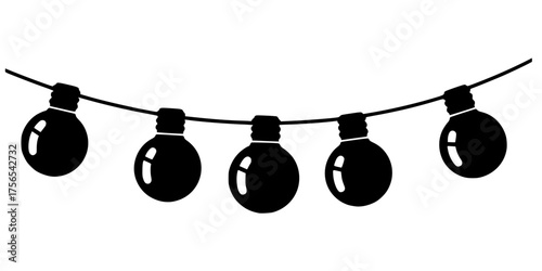 Simple Unlit Holiday Light Bulbs String Flat Vector Icon