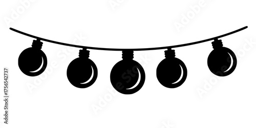Simple Unlit Holiday Light Bulbs String Flat Vector Icon