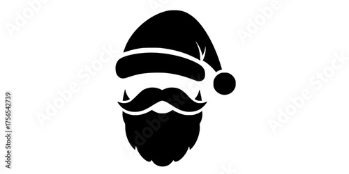 Abstract Santa Claus Beard & Hat Shape Minimalist Flat Vector Graphic