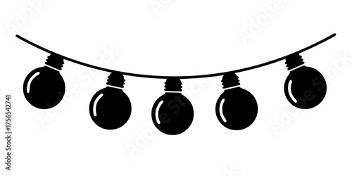 Simple Unlit Holiday Light Bulbs String Flat Vector Icon