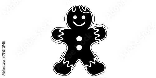 Stylized Gingerbread Man Cookie Flat Vector Holiday Graphic