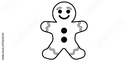 Stylized Gingerbread Man Cookie Flat Vector Holiday Graphic