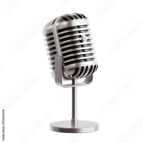 Illustration of a Silver Vintage Microphone