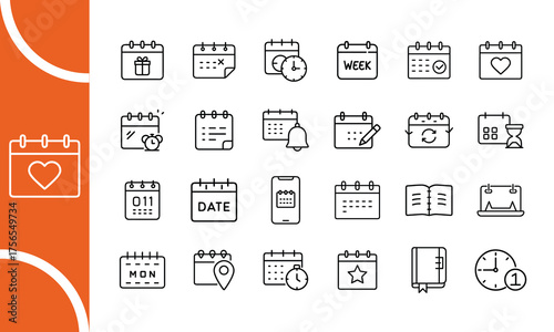 Collection of hand drawn calendar icons representing dates events planning scheduling appointments reminders and time management concepts