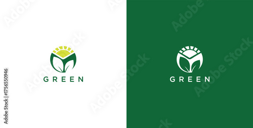 landscape logo with green grass