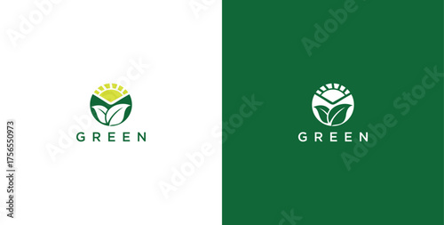 landscape logo with green grass