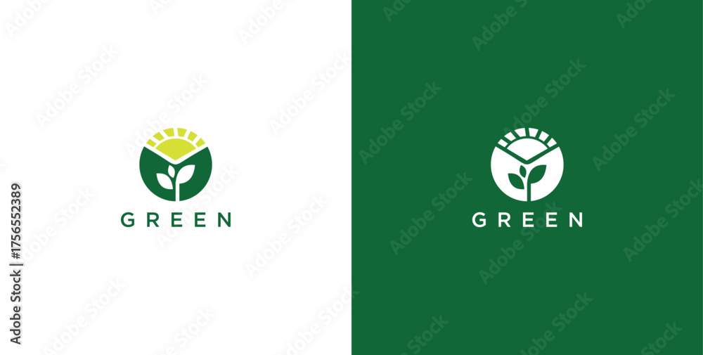 Fototapeta premium landscape logo with green grass