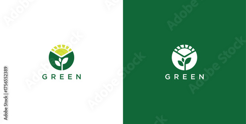 landscape logo with green grass