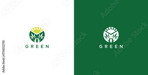 landscape logo with green grass