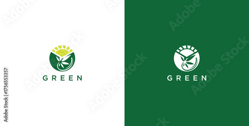 landscape logo with green grass