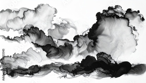 Abstract cloudscape paint Black & White sky background for art or illustration