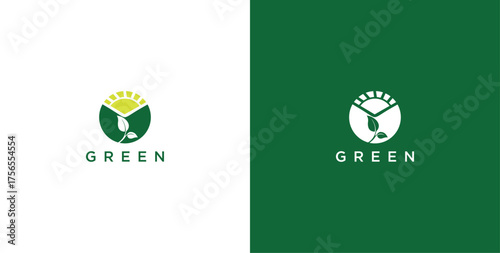 landscape logo with green grass