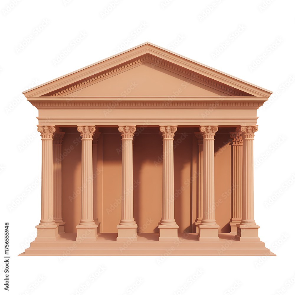 Obraz premium Classical greek temple facade with columns and pediment