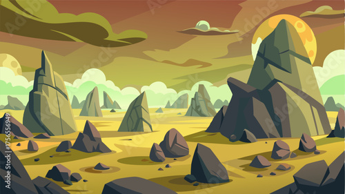 A chaotic landscape of boulders and rocky outcrops whimsically tered by natures hand.