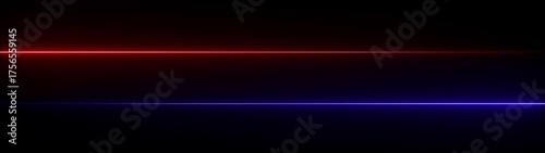 Red and Blue Laser Beams Extending Horizontally Across a Dark Background with Contrasting Glows light. 4K Video Animated
