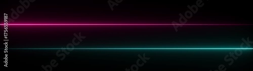 Cyan and Purple Laser Beams Extending Horizontally Across a Dark Background with Contrasting Glows light. 4K Video Animated