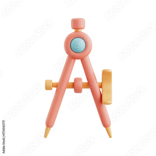 A bright pink geometric compass tool Transparent background