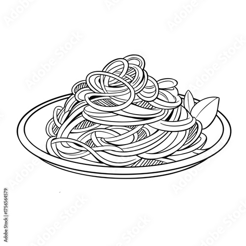 夏季美食线描插画-凉面⁠
