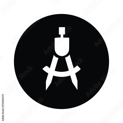 Precision in Design: A minimalistic black and white illustration showcasing a compass, the quintessential tool for precision and architectural design.