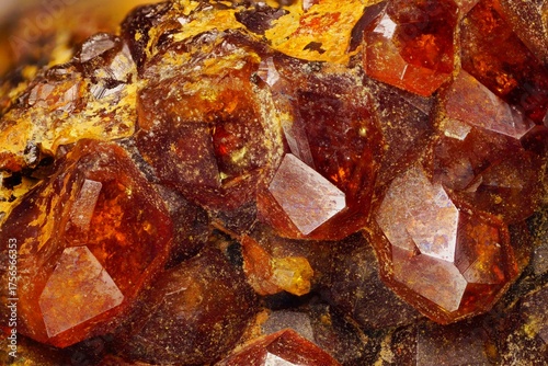 фотографія Andradite from Dalnegorsk skarns — orange-brown dodecahedral macro crystals