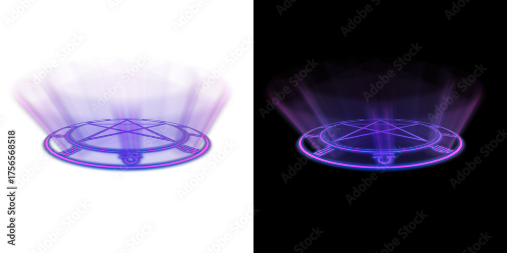Ταπετσαρία Glowing purple magic summoning circle with transparent and black background