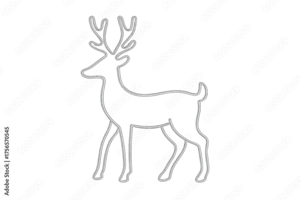 Fototapeta premium Reindeer silver outline design on transparent background