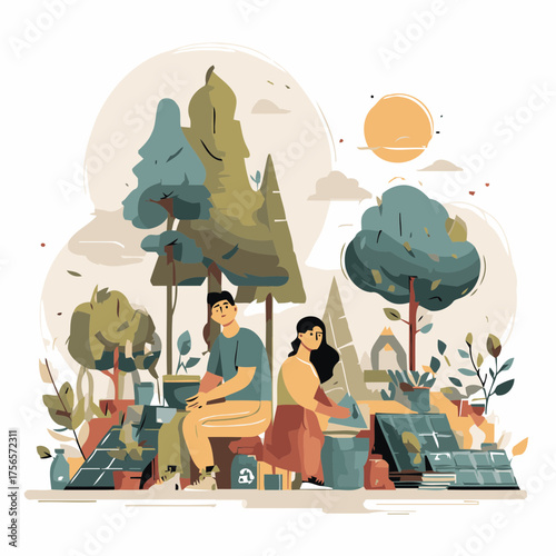 Eco garden activity vector illustration