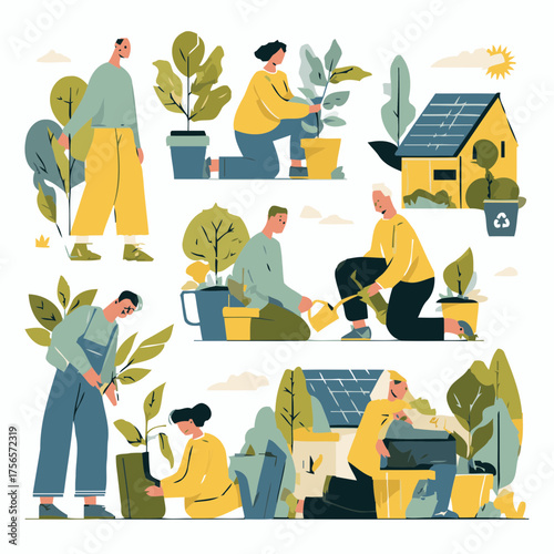 Forest volunteer team vector