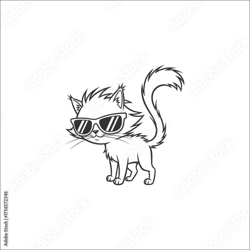 Funny cat illustration with playful expression isolated on white background