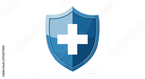 Digital Health Security Protection Shield Icon Symbolizing Medical Care and Wellness Isolated on Transparent Background