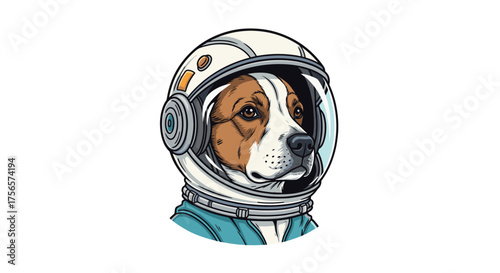 Adorable Beagle Dog Astronaut Exploring Space Adventure with Futuristic Helmet Isolated on Transparent Background