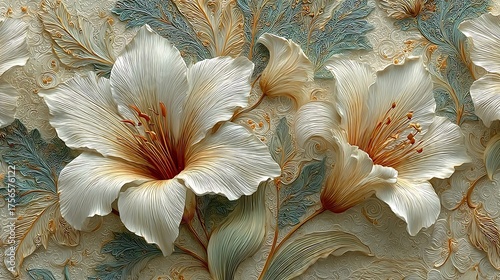 Ornamental lily textured wall decor high resolution picture