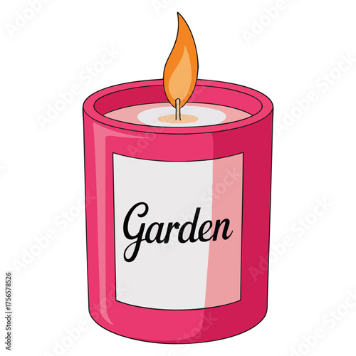 Aromatherapy pink candles sticker vector illustration spa pleasant scent romantic date surprise for loved one cartoon flat decorative design artwork