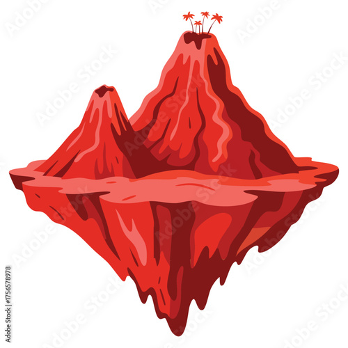 Cartoon stone isometric island vector element design perfect for game map terrain fantasy world landscape or 3D environment building creative artwork