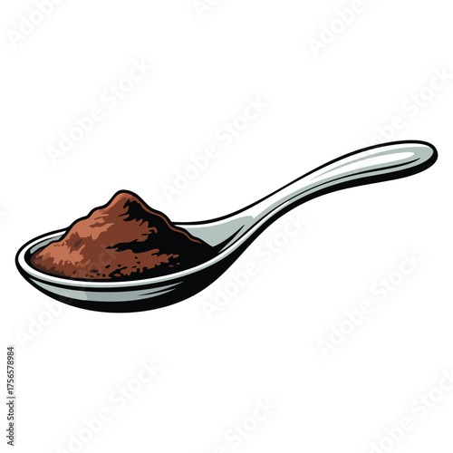 Coffee or cocoa spoon side view vector illustration isolated on white background suitable for food kitchen beverage design and utensil themed artwork