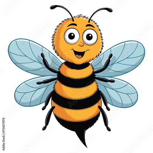 Cute bee flying isolated on white background vector illustration perfect for cartoon mascot insect children themed playful educational creative artwork