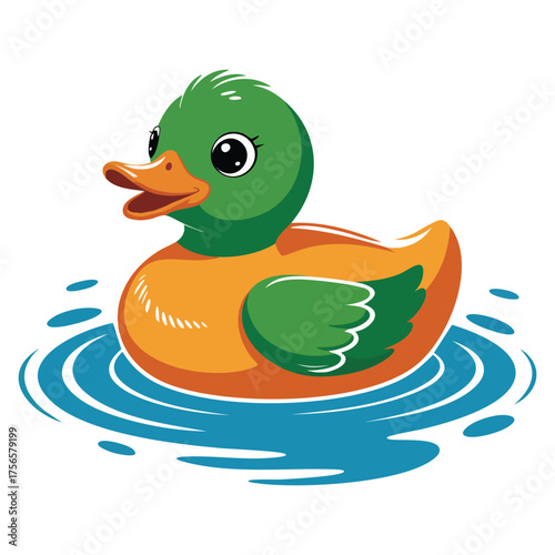 Cute duck cartoon swimming isolated on white background vector illustration ideal for children animal design or nature themed creative artwork concept