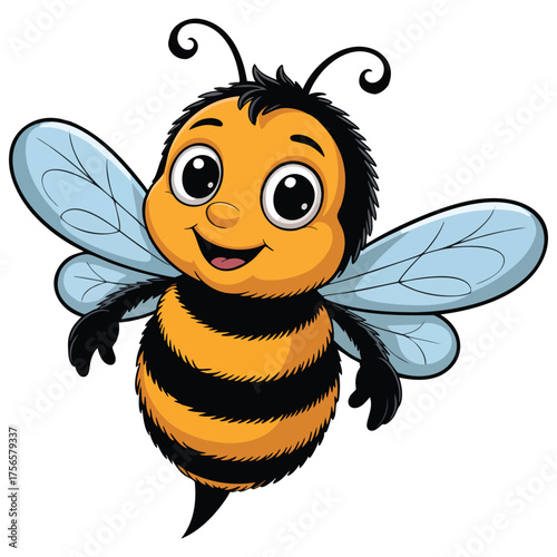 Flying cute bee vector illustration isolated on white background perfect for cartoon mascot children themed playful insect or educational creative artwork