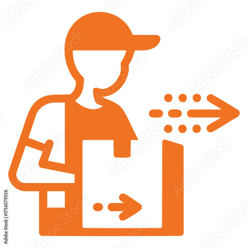 Food delivery icon vector illustration courier with order sign catering service symbol flat style simple design perfect for app logo or service branding