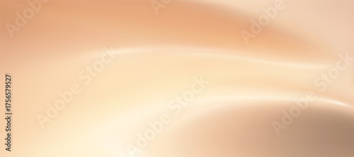 Luxury beige and brown gradient background with realistic foundation creamy texture. Elegant bg with soft nude liquid waves. Silk wallpaper in peach, and vanilla gradation. 3d vector cosmetic poster