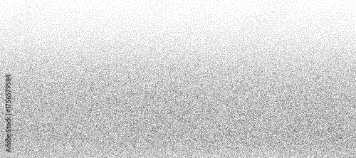 Gritty monochrome gradation background with sand halftone texture. Noise texture with black, silver and white gradient, stipple dot. Retro grunge overlay bg, modern paper poster. Trendy grain vector