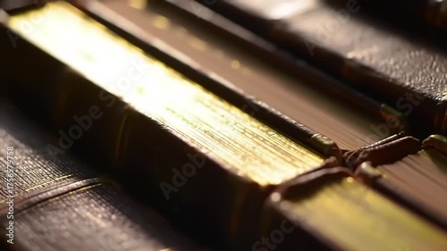 Old Books with CloseUp, Textured, and Gold Edges.
