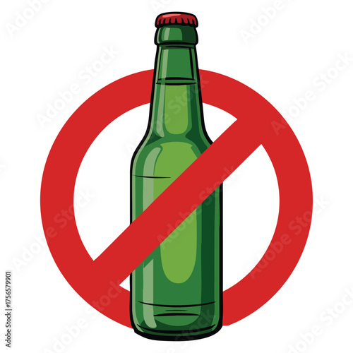 No alcohol vector symbol illustration isolated design on white background suitable for poster safety message or prohibition awareness creative artwork